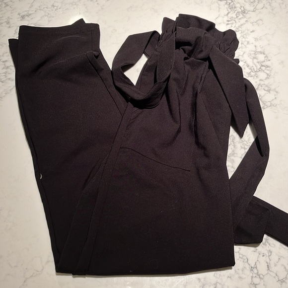 GRACE KARIN Paper Bag Waist Pants Slim Fit Casual Office Pencil Black Pants S - Picture 2 of 4